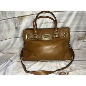Michael Kors Brown Hamilton Large East West Leather Tote 2 Way Shoulder Bag Chic